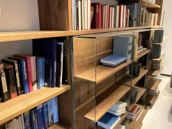 Schieberegal Cubus Holz Naturöl Schiebetür Klarglas