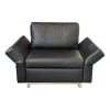 Schlafsessel Nick Leder Namibia Schwarz Füße Chrombügel Armlehnen Klappbar Mit 1 Rückenkissen
