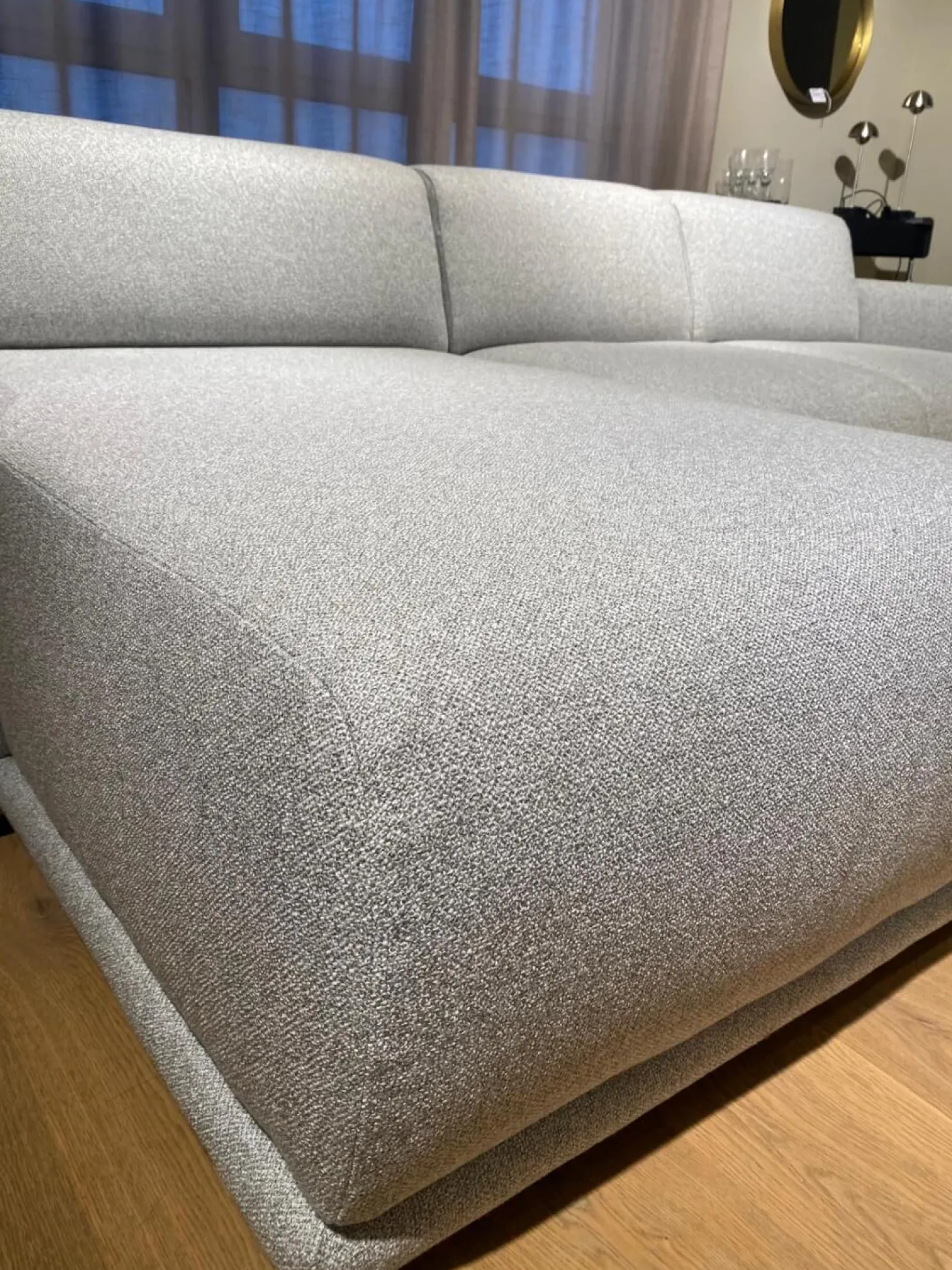 Schlafsofa Bente Stoff 092 Ecrue-Silber Grau mit Verstellfunktion