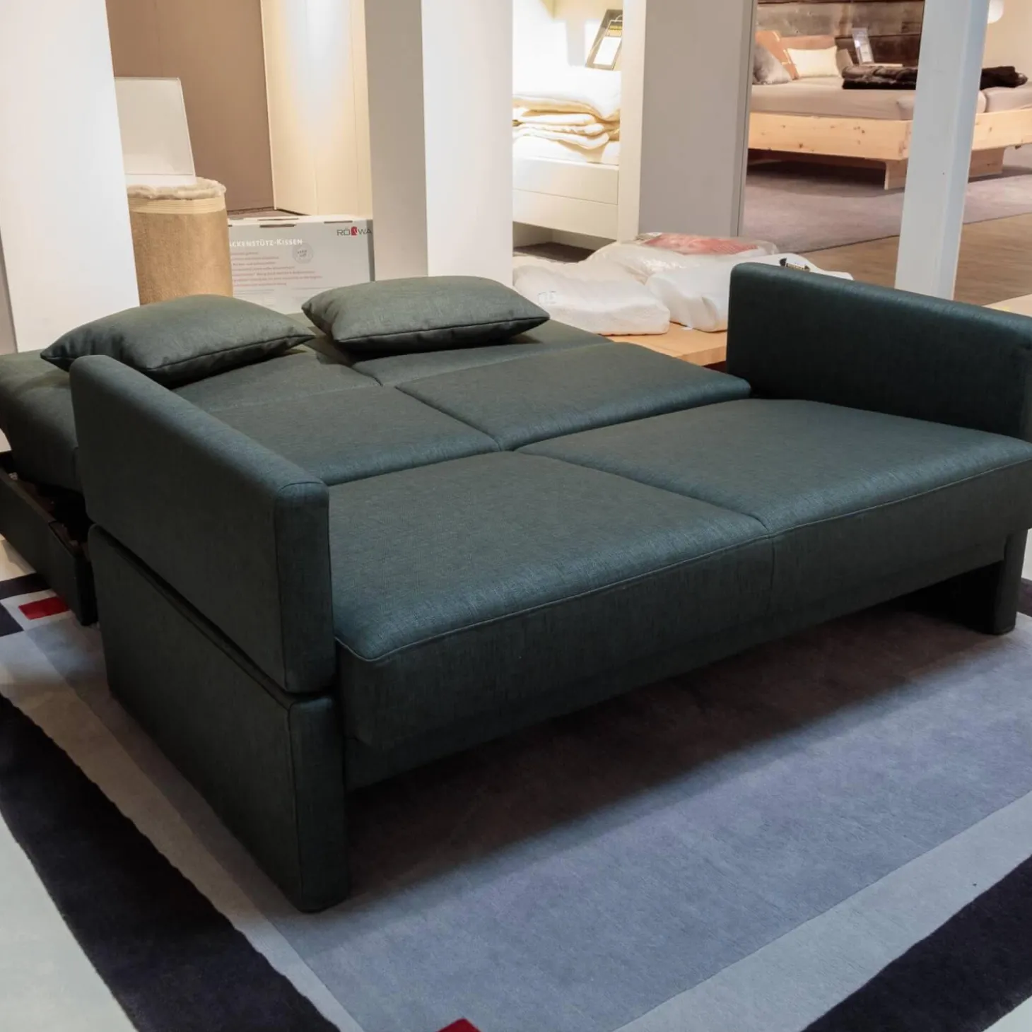 Schlafsofa Cara Stoff 2467 0035 Grau Armlehnen Abziehbar Fest Bezogen