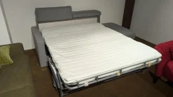 Schlafsofa Cleopatra Plus Stoff 2 6986 Grau Fuß Chrom Mit Verstellbarer Kopfstütze Und Aufklappbarem Hocker