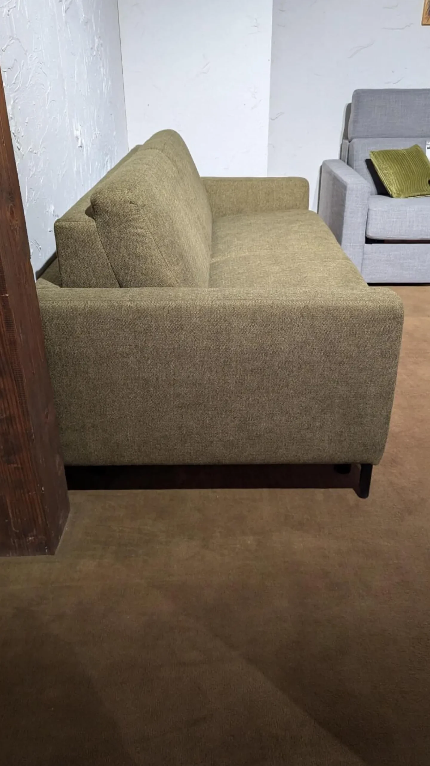 Schlafsofa Eve Stoff 2 6944 Grün Fuß Metall Schwarz Mit 2 Kissen Und Kaltschaummatratze