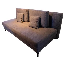 Schlafsofa Genua Bezug Stoff Alpha Anthrazit Fuß Metall Schwarz Matt Mit Dekokissen