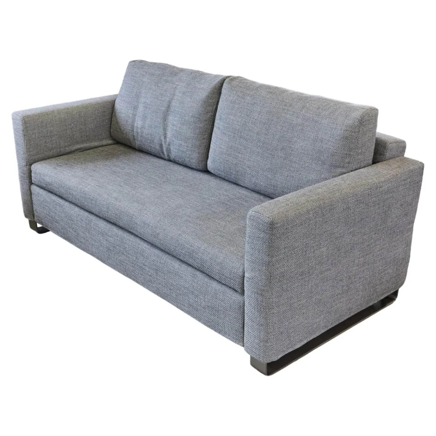 Schlafsofa Lazlo Stoff Mambo Hellgrau Kufe Edelstahl Gebürstet