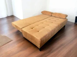 Schlafsofa Liam Stoff Cord Kupfer Braun Rot Füße Metall Schwarz Inklusive Bettkasten Und Kissen