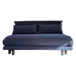 Schlafsofa Multy Stoff Amalfi Dark Blue Blau Gestell Anthrazit Mit Polyäthermatratze Und 2 Großen Kissen