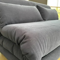 Schlafsofa Multy Stoff Amalfi Dark Blue Blau Gestell Anthrazit Mit Polyäthermatratze Und 2 Großen Kissen