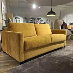Schlafsofa Nuoro Stoff 10 7010 Gelb Winkelfuß Metall Verchromt 347 Mit Gelformmatratze
