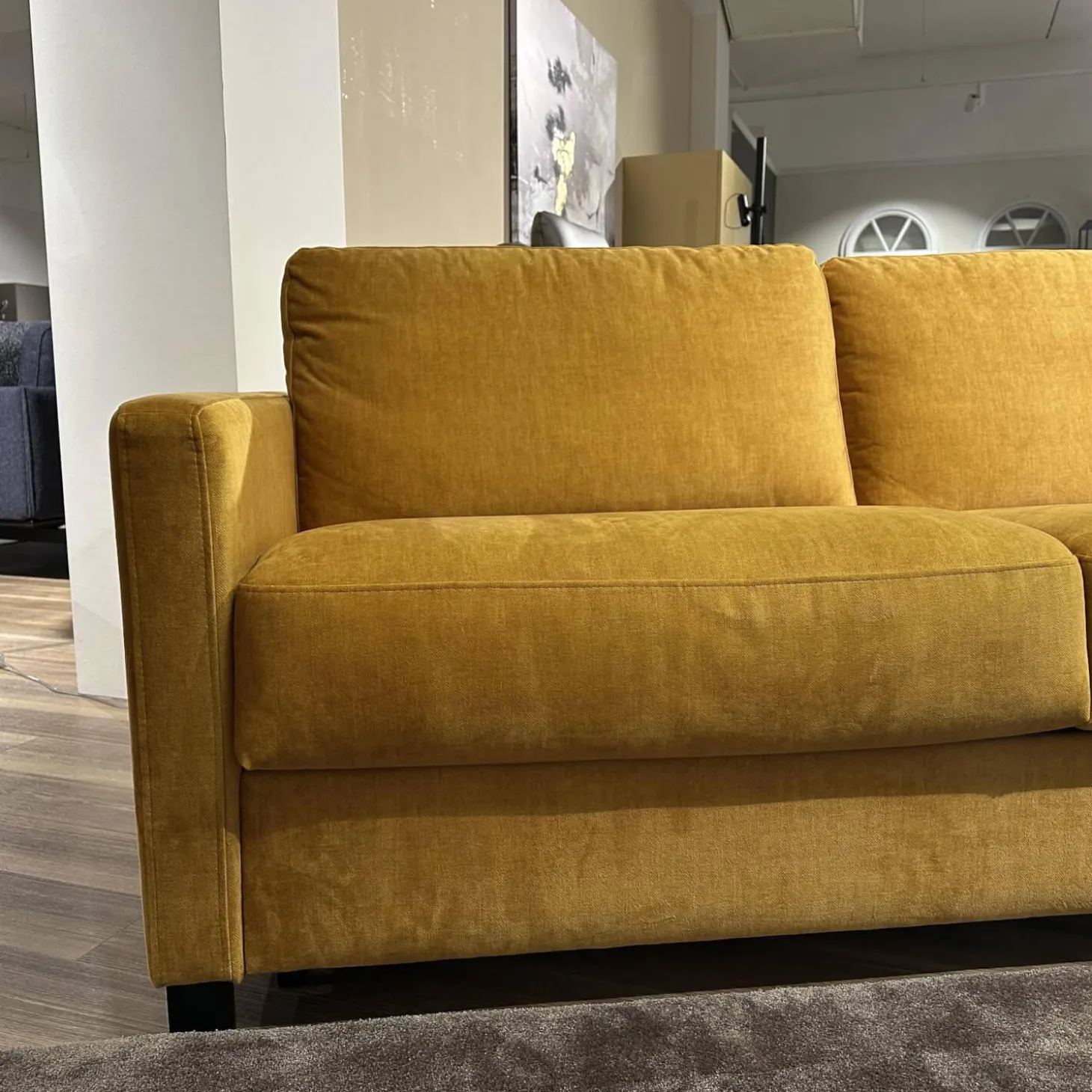 Schlafsofa Nuoro Stoff 10 7010 Gelb Winkelfuß Metall Verchromt 347 Mit Gelformmatratze
