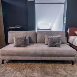 Schlafsofa Querschläfer Salema Bezug Stoff Baltimore Silber Grau Metallfuß Schwarz Mit Kissen