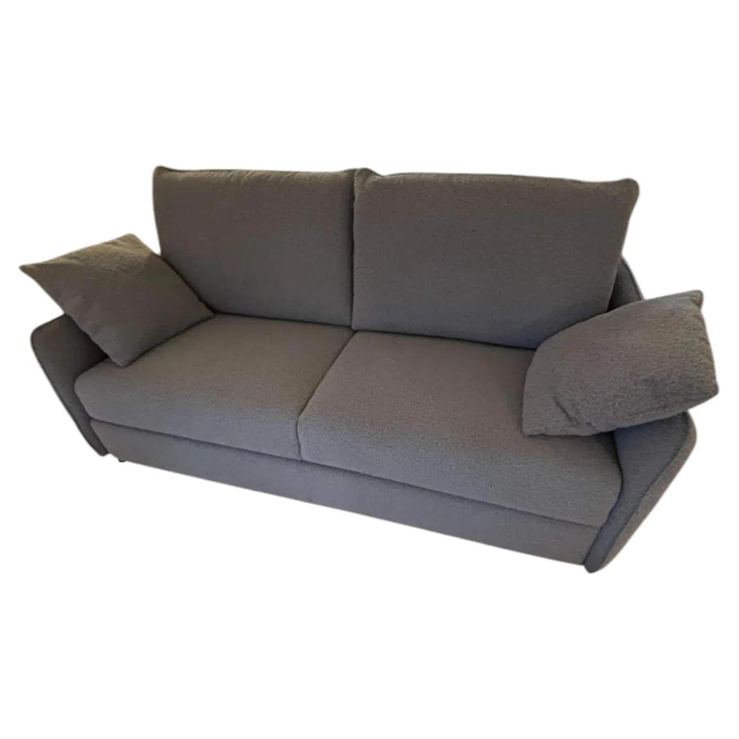 Schlafsofa Valentina 3000 Stoff Cezanne 802 Mittelgrau Grau Gestell Stahl Schwarz Mit 2 Kissen