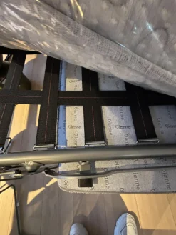 Schlafsofa Valentina 3000 Stoff Cezanne 802 Mittelgrau Grau Gestell Stahl Schwarz Mit 2 Kissen