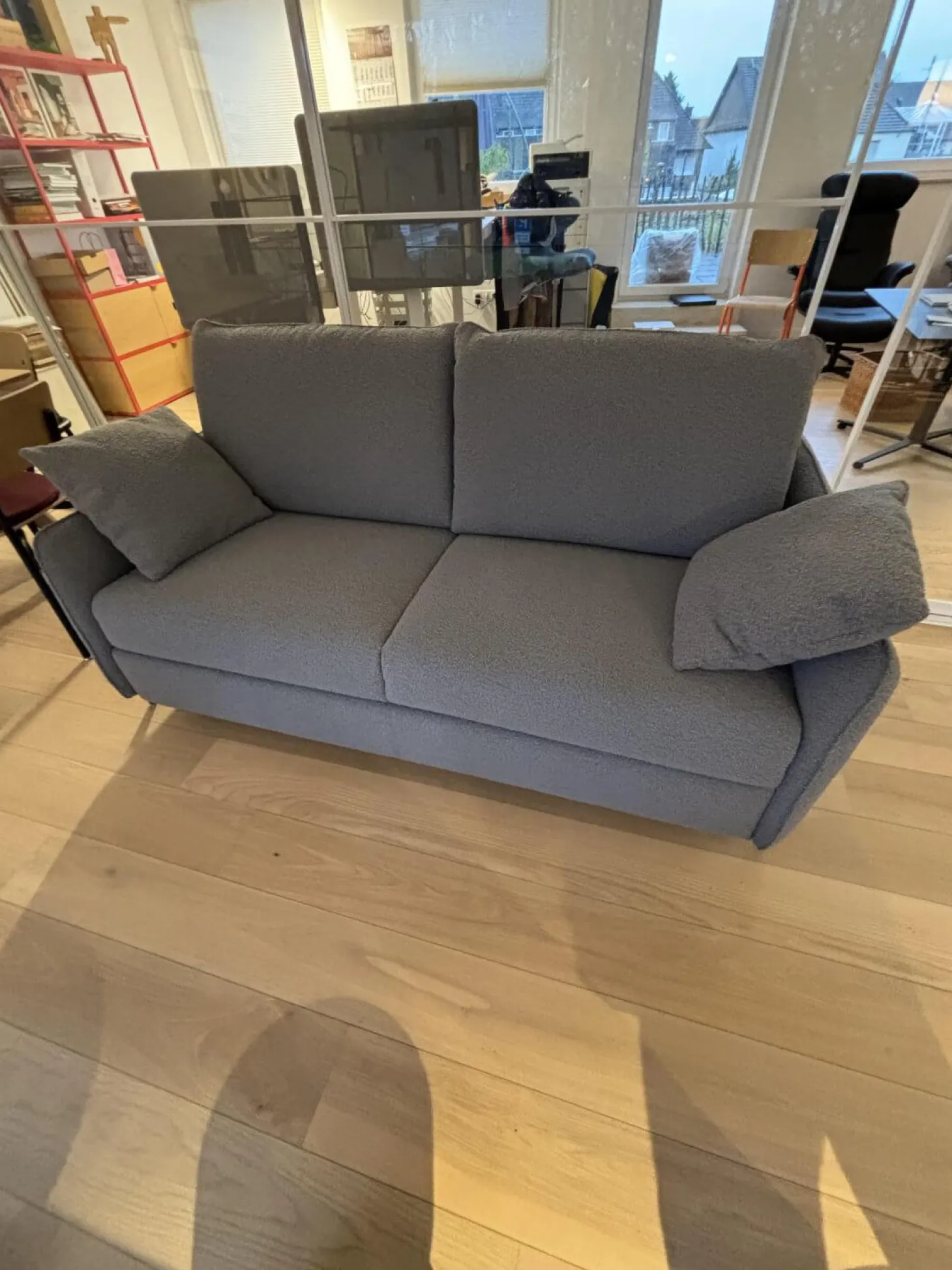 Schlafsofa Valentina 3000 Stoff Cezanne 802 Mittelgrau Grau Gestell Stahl Schwarz Mit 2 Kissen