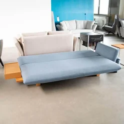 Schlafsofa Veda Stoff Kvadrat Re Wool 657 Blau Gestell Eiche