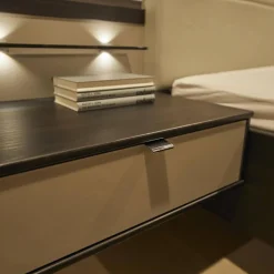 Schlafzimmer Andro Front und Korpus Eiche Mocca Nachbildung Drehtürenschrank 2 Nachttische Doppelbett Mit Polsterkopfteil Kieselgrau Ohne Matratze Und Lattenrost