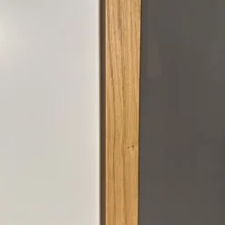 Schlafzimmer Dream Lack Reinweiss Akzent Natureiche Kunstleder Struktur Taupe Grau Griffe Chrom Glänzend