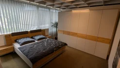 Schlafzimmer Lack Kristallgrau Matt Eiche Natur Massiv Bett Ohne Matratze Und Ohne Lattenrost