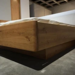 Schlafzimmer Modena Plus Eiche Bianco Glas Leder Champagner Inklusive LED Flexleuchten Bett Ohne Matratze Ohne Lattenrost