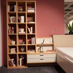 Schlafzimmer Venue S Lack Seidengrau Asteiche Bezug Leder Hermes Sand Beige Inklusive Beleuchtung Ohne Matratze Ohne Lattenrost