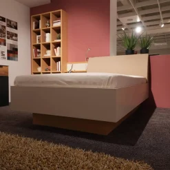 Schlafzimmer Venue S Lack Seidengrau Asteiche Bezug Leder Hermes Sand Beige Inklusive Beleuchtung Ohne Matratze Ohne Lattenrost