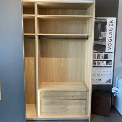 Schlafzimmer V-Montanara Geölte Wildeiche Glasfront Montegrau Bett Kleiderschrank