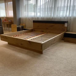 Schlafzimmer V-PUR Mit Kleiderschrank Bett Und Nachttischen Eiche Altholz Loden Basaltgrau Frontglas Anthrazit