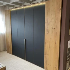 Schlafzimmer V-PUR Mit Kleiderschrank Bett Und Nachttischen Eiche Altholz Loden Basaltgrau Frontglas Anthrazit