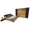 Schlafzimmer WSM 4400 Kanadische Erle Massiv Natur Akzent Fronten Mattglas Cubanit Schwarz