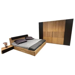 Schlafzimmer WSM 4400 Kanadische Erle Massiv Natur Akzent Fronten Mattglas Cubanit Schwarz