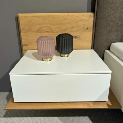 Schlafzimmereinrichtung Jovanna Lack Weiß Wildeiche Massiv Füße Metall