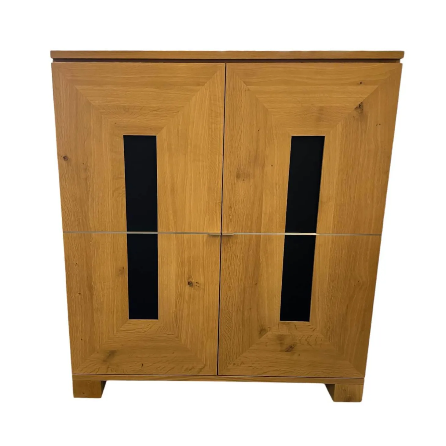 Schrank Artus Korpus Knorrige Eiche Puro Geölt Glas 9005 Schwarz Matt