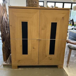 Schrank Artus Korpus Knorrige Eiche Puro Geölt Glas 9005 Schwarz Matt