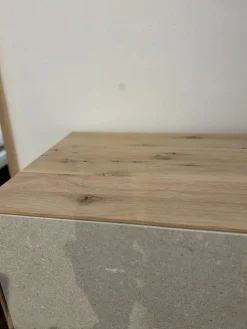 Schrank Kera Knorrige Eiche Puro Geölt Front Keramik Shilin Slate Finish Grau Stahlwangen Schwarz Lackiert