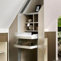 Schrank Mit Dachschräge Profil Plano Alusilber Innensystem Terrastruktur Inklusive Spiegel