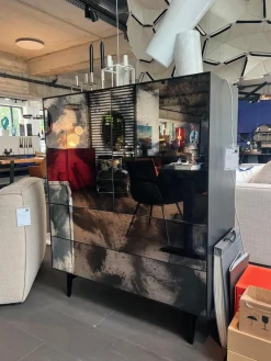 Schrank Nex Glamour Korpus Mattlack 43 Coal Fronten Spiegelglas 02 Luna