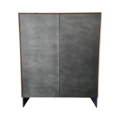 Schrank Nubus Korpus Knorrige Eiche Puro Geölt Front Holzrahmen Mit Zinkblech Schwarz Stahlwangen