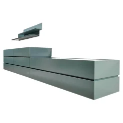 Schrank Sideboard Cube Bold Lack Bahia Mit Iilu Regalen Lack Bahia Und Lack Laguna Blau