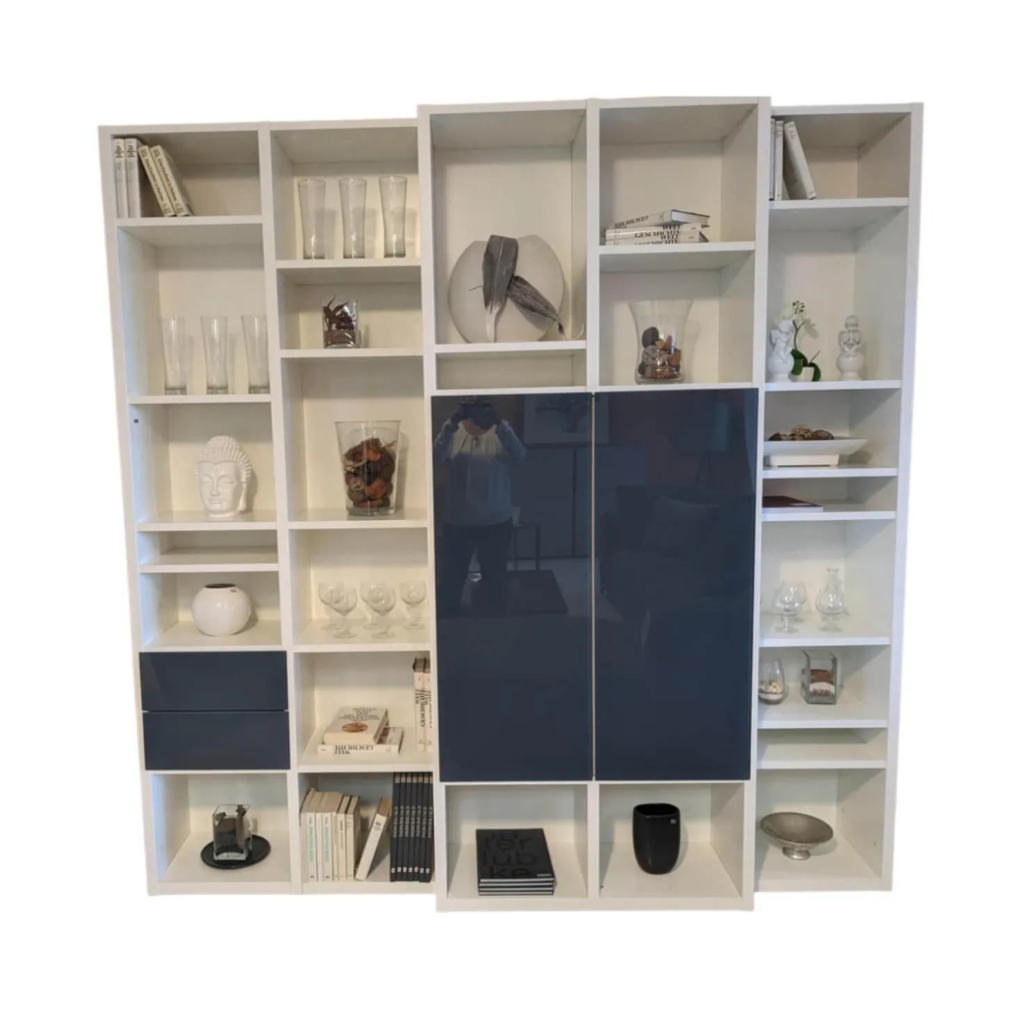 Schrank Studimo Klarglas Optiwhite Graphit Korpus Schneeweiß M03