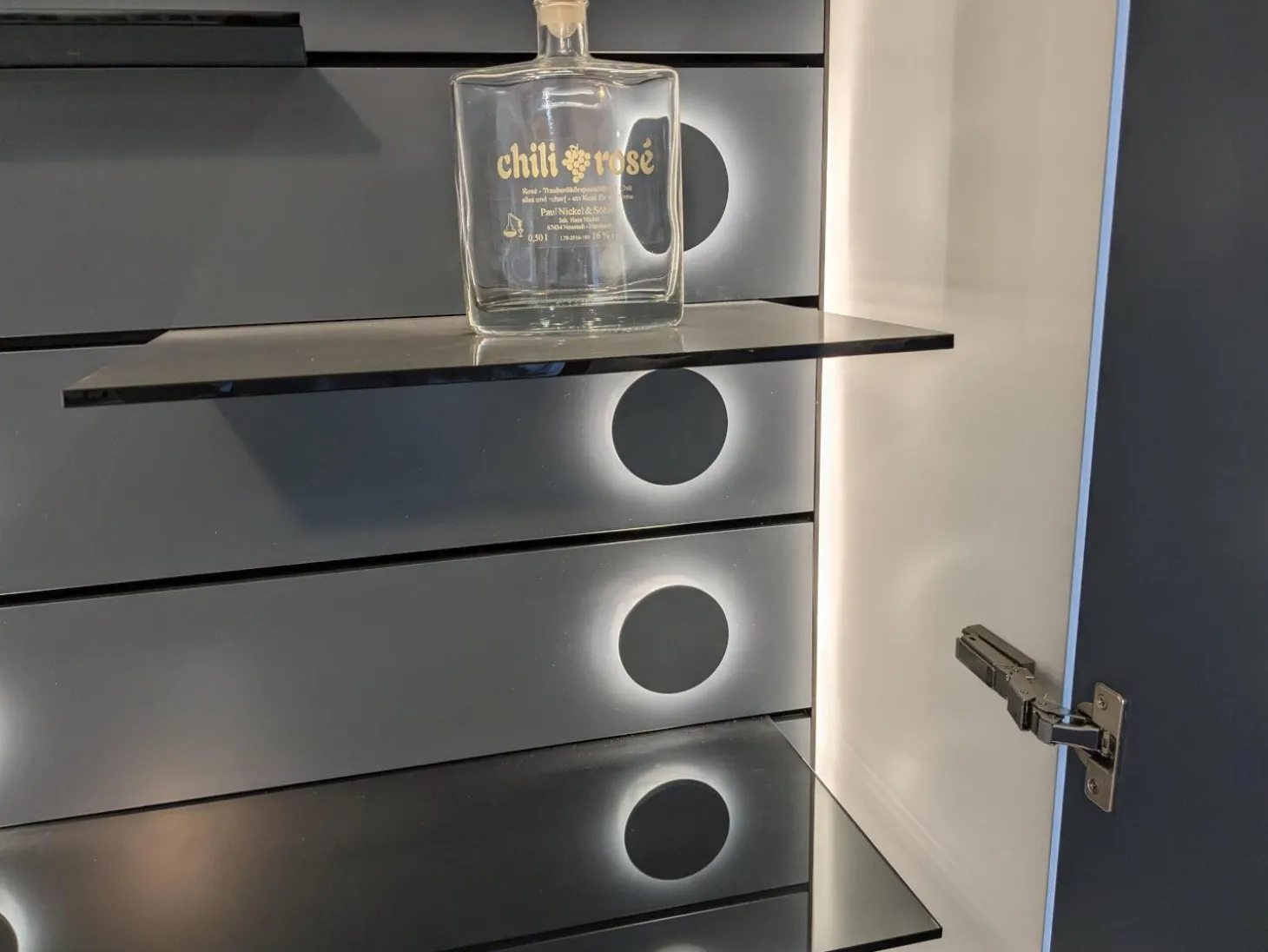 Schrank Studimo Klarglas Optiwhite Graphit Korpus Schneeweiß M03