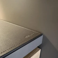 Schrank Systemwand 505 Up System Holz Dolomitgrau Glas Transparent Stopsol mit Beleuchtungskit Schuko