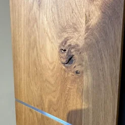 Schrank Varus Asteiche mit Glas Grau Knorrige Eiche Geölt Floatglas Dunkelbraun Matt