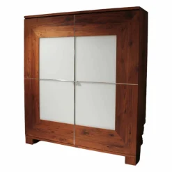 Schrank Varus Astiger Nussbaum Birke Floatglas Weiß Matt