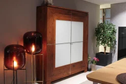 Schrank Varus Astiger Nussbaum Birke Floatglas Weiß Matt