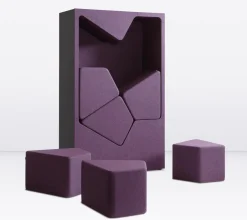 Schrankkoje Parkour Eisscholle Rückwand Beidseitiger Stoff Wolle Camira Blazer Holyoke CUZ 2T Violett Außenkorpus Schwarz Inklusive Sechs Hocker