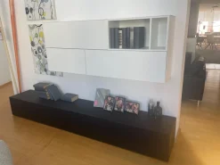 Schrankkombination Titolo Hängeelement Lack Weiß Bodenelement Glas Schwarz