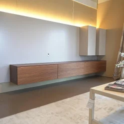 Schrankwand Cubo Holz Lack Nußbaum Natur 469 Glattlack Kaschmir