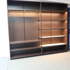 Schrankwand Struktur Eukalyptusfarben Fachböden Bezug Ecoleder Mit Beleuchtung