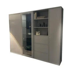 Schrankwand Studimo Front Und Korpus Lack Rauch Grau Matt Inklusive LED Beleuchtung