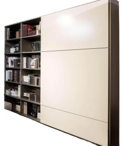 Schrankwand Studimo Lack Silbergrau Metallic Schiebetüren Lack Schneeweiß