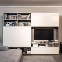 Schrankwand Studimo Lack Silbergrau Metallic Schiebetüren Lack Schneeweiß